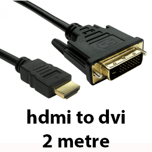 CABLE 2MTR BLACK HDMI M - DVI-D CABLE GOLD CONNECTORS